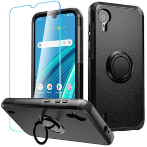 Cricket Debut S2 Tough Slim Hybrid Case (with Built-in Magnetic Plate and Tempered Glass) - Black
