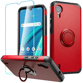 Cricket Debut S2 Tough Slim Hybrid Case (with Built-in Magnetic Plate and Tempered Glass) - Red