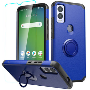 Cricket Magic 5G Tough Slim Hybrid Case (with Built-in Magnetic Plate and Tempered Glass) - Blue