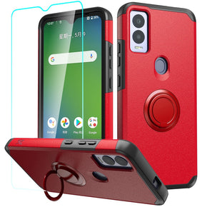 Cricket Magic 5G Tough Slim Hybrid Case (with Built-in Magnetic Plate and Tempered Glass) - Red