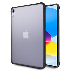 Apple iPad 10.9 (2022) Sturdy Gummy Frosted Clear Hybrid Case - Black