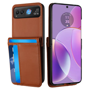 Motorola Moto RAZR (2023) Card Slot Wallet Case - Brown