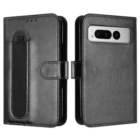 Google Pixel Fold Stylus Holder Wallet Magnetic Snap Case - Black