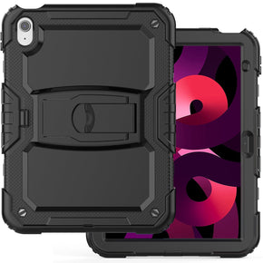 Apple iPad mini 6 (2021) Heavy Duty Full Body Rugged Kickstand Case - Black / Black