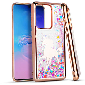 Samsung Galaxy S20 Ultra (6.9) Chrome Glitter Motion Design Case - Rose Gold/Unicorn