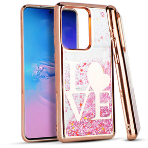Samsung Galaxy S20 Ultra (6.9) Chrome Glitter Motion Design Case - Rose Gold/Love