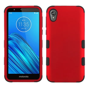 Motorola Moto E6 TUFF Hybrid Case - Titanium Red / Black