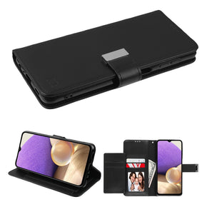 Samsung Galaxy A32 5G Xtra Series Tri-Fold Wallet Case - Black / Black