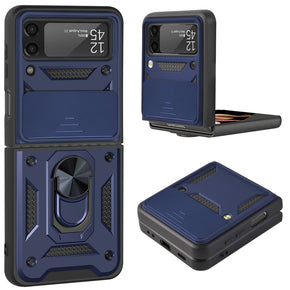 Samsung Galaxy Z Flip3 5G ELITE Hybrid Case (with Camera Push Cover and Magnetic Ring Stand) - Blue