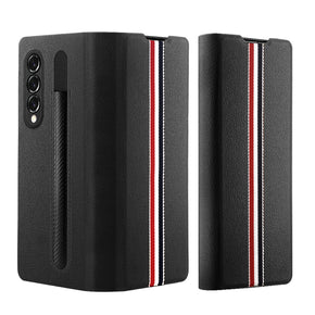 Samsung Galaxy Z Fold3 Premium Leather Magnetic Folio Case - Black