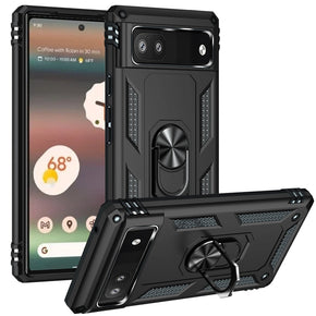 Google Pixel 6a Hybrid Case (with Magnetic Ring Stand) - Black