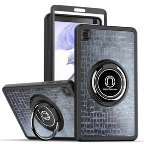 Samsung Galaxy Tab A7 Lite 8.7 (T220)(T225) Unique Design Hybrid Case (w/ Magnetic Ring Stand) - Black Crocodile