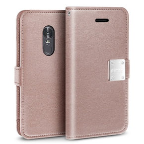 UMAX For LG STYLO 4 Wallet Premium PU Leather, Credit /Cash Slots, Rose Gold