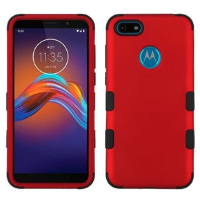 Motorola Moto E6 Play TUFF Hybrid Protector Cover - Titanium Red / Black