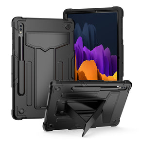 Samsung Galaxy Tablet S9 Plus Vertical 3-in-1 Tough Hybrid (with Kickstand) Case - Black