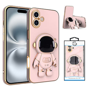 Apple iPhone 16 (6.1) Astronaut Stand Hybrid Case (w/ Kickstand) - Pink