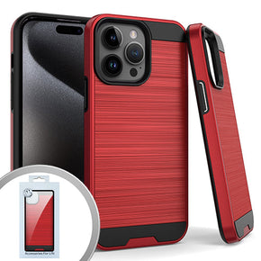 Apple iPhone 15 (6.1) Brushed Metal Hybrid Case - Red