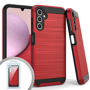 Samsung Galaxy A14 5G BC3 Brushed Metal Hybrid Case - Red
