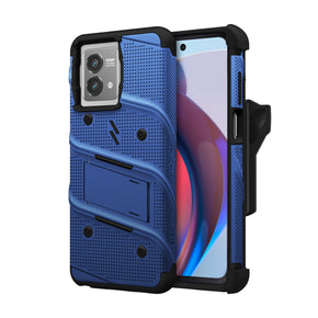 Motorola Moto G Stylus 5G (2023) Bolt Series Combo Case (with Kickstand, Holster, and Tempered Glass) - Blue / Black