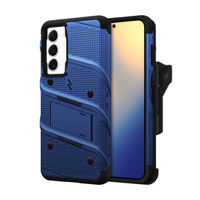 Samsung Galaxy S24 Plus Bolt Series Combo Case (with Kickstand, Holster, and Tempered Glass) - Blue / Black