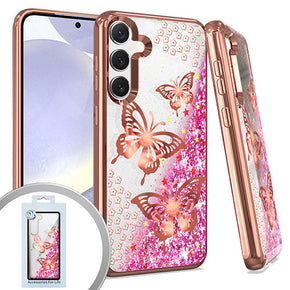 Samsung Galaxy S24 Chrome Glitter Motion Design Case - Butterfly