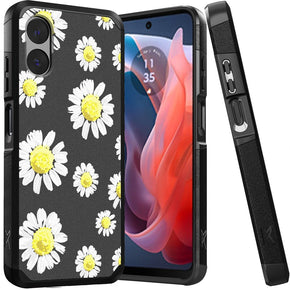Motorola Moto G Play (2024) Tough Slim Hybrid Case (with Built-in Magnetic Plate) - Chamomile Flowers