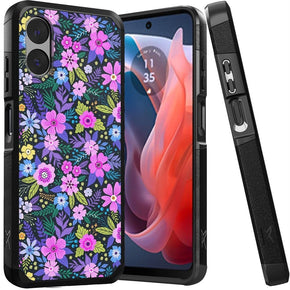 Motorola Moto G Play (2024) Tough Slim Hybrid Case (with Built-in Magnetic Plate) - Mystical Floral Boom