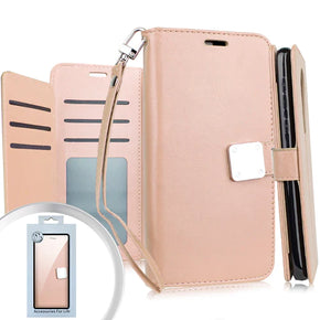 Apple iPhone 15 Pro Max (6.7) Deluxe Trifold Wallet Case - Rose Gold