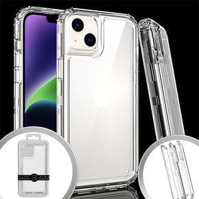 Apple iPhone 15 Plus (6.7) 3-in-1 Layered Heavy Duty Transparent Hybrid Case - Clear