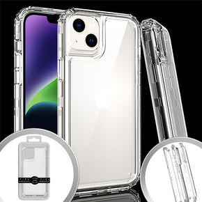 Apple iPhone 15 (6.1) 3-in-1 Layered Heavy Duty Transparent Hybrid Case - Clear