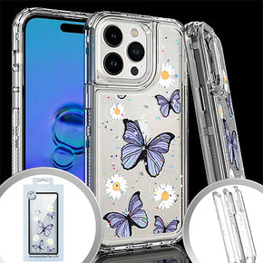 Apple iPhone 15 Pro Max (6.7) 3-in-1 Layered Heavy Duty Transparent Design Hybrid Case - Blue