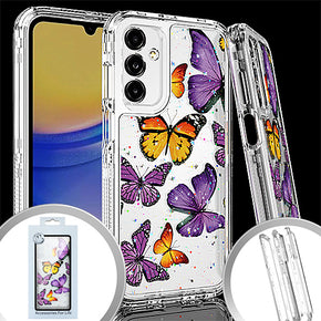 Samsung Galaxy A15 5G 3-in-1 Layered Heavy Duty Transparent Design Hybrid Case - Purple