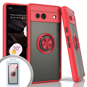Google Pixel 7A Magnetic Ringstand 3 Transparent Smoke Case - Red