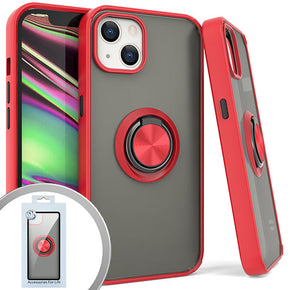 Apple iPhone 15 Pro (6.1) Magnetic Ringstand 3 Transparent Smoke Case - Red