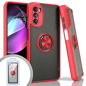 Motorola Moto G 5G (2022) Magnetic Ringstand 3 Transparent Smoke Case - Red