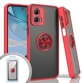 Motorola Moto G 5G (2023) Magnetic Ringstand 3 Transparent Smoke Case - Red