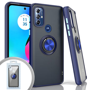 Motorola Moto G Play (2023) Magnetic Ringstand 3 Transparent Smoke Case - Blue