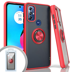 Motorola Moto G Play (2023) Magnetic Ringstand 3 Transparent Smoke Case - Red