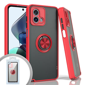 Motorola Moto G Stylus 5G (2023) Magnetic Ringstand 3 Transparent Smoke Case - Red