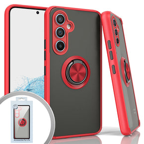 Samsung Galaxy A54 5G Magnetic Ringstand 3 Transparent Smoke Case - Red
