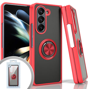 Samsung Galaxy Z Fold5 Magnetic Ringstand 3 Transparent Smoke Case - Red