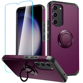 Samsung Galaxy S23 FE Tough Slim Hybrid Case (with Built-in Magnetic Plate and Tempered Glass) - Purple