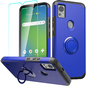 Cricket Icon 5 Tough Slim Hybrid Case (with Built-in Magnetic Plate and Tempered Glass) - Blue