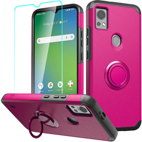 Cricket Icon 5 Tough Slim Hybrid Case (with Built-in Magnetic Plate and Tempered Glass) - Pink