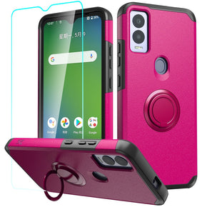 Cricket Magic 5G Tough Slim Hybrid Case (with Built-in Magnetic Plate and Tempered Glass) - Hot Pink