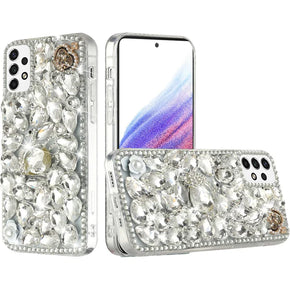 Samsung Galaxy A53 5G Full Diamond Ornaments Case - Silver Swan