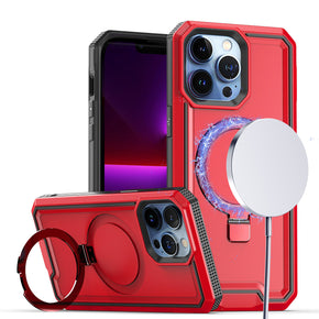 Apple iPhone 15 Pro (6.1) Tough Magsafe Aligned Kickstand Hybrid Case - Red