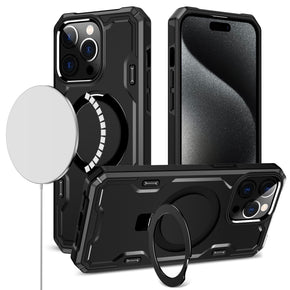 Apple iPhone 15 Pro (6.1) Magsafe Simplistic Tough Hybrid Case - Black