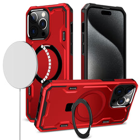 Apple iPhone 15 Pro (6.1) Magsafe Simplistic Tough Hybrid Case - Red