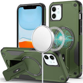 Apple iPhone 11 (6.1) Sturdy Bracket Kickstand Magnetic Hybrid - Midnight Green